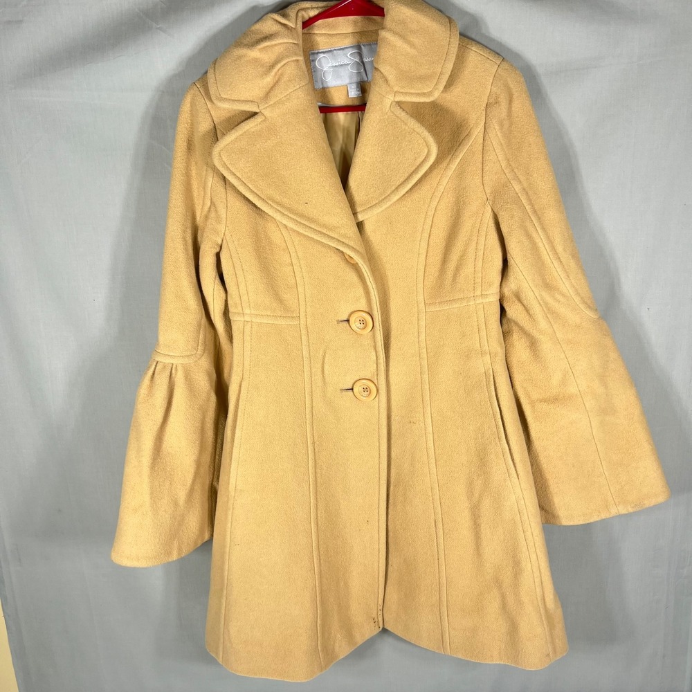 Jessica Simpson Pea Coat Bell Sleeve Camel Tan Womens XS